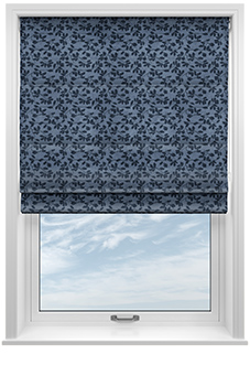 Oak Leaves Velvet, Midnight - Roman Blind